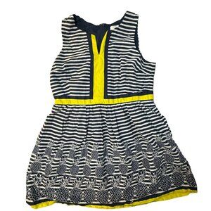 CROWN & IVY Blue & White Stripped Pineapple Hem Sleeveless Dress